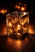 Lampion solarny lustrzany 3D efekt płomienia szklany