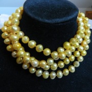 Naszyjnik z perłami, sznur pereł, żółte perły naturalne