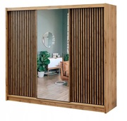 Szafa przesuwna z lamelami  LONDON 250x215x60 dąb wotan /czarny