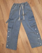 Spodnie jeans szerokie nogawki cargo rozmiar M