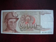 BANKNOT  JUGOSŁAWIA 20000 Dinarów 1987 r. seria AC