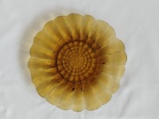 TALERZYK SZKLANY 17 cm __ CORA __ ZĄBKOWICE bursztynowy