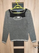 190 Szary błyszczący sweterek z frędzelkami rozmiar XS/S