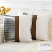 Poszewki dekoracyjne na poduszki 45 cm x 45 cm beżowe w paski 