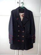 Zara elegancki płaszcz w granacie wełna + Apaszka