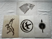 Obrazy wypalone w drewnie - rody Gra o Tron