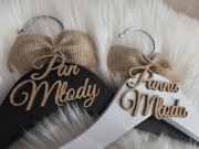 Wieszaki Ślubne Panna Młoda Pan Młody, złoty napis