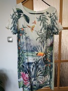 H&M____ kolorowa sukienka ozdobny przód motyw roślinny ___BDB___34/36