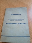 Motorower Simson książeczka obsług gwarancyjnych 