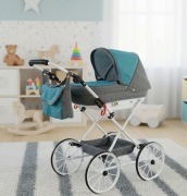 Wózek Dla Lalek Głęboki Duży Składany Premium Pościel gratis