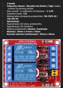 2-kanałowy moduł przekaźnika 12v H/L 10A Arduino