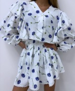 Damski elegancki set kombinezon koszula+ spódniczka 100% bawełna muślin 