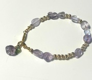 Bransoletka Naturalny ametyst Róża kuleczki 14K GF