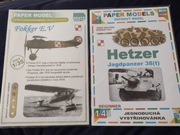 Model kartonowy 2 sztuki Hetzer i Fokker 