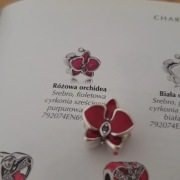 Pandora charms różowa orchidea  emalia