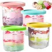 BYKITCHEN 4x pojemniki do lodów Ninja Creami NC300UK | z pokrywkami