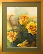 OBRAZ W RAMIE GRAFIKA " ŻÓŁTE RÓŻE" 40x50 CM