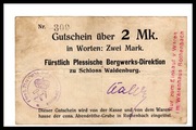 Wałbrzych - Waldenburg, Rotchenbach, Furstl.Pless.Berg.Dir., n.d., 2 Mk
