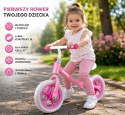 Rowerek Biegowy Rower Dziecięcy Koła EVA 12" Różowo-biały Malplay