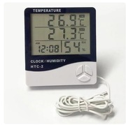 HIGROMETR TERMOMETR  STACJA POGODY Z SONDĄ CZUJNIK ZEGAR LCD HTC2