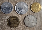 PRL zestaw 1982 rok 50 groszy, 1 złoty, 2 złote 5, 10 złotych