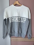 Szaro-biała bluza przez głowę z napisem, Pull&Bear