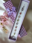 Srebrna bransoleta - Kolorowe cyrkonie - próba 925