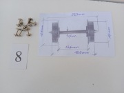 Lokomotywy  wagony  koła z osiami   7 szt.-  skala HO.