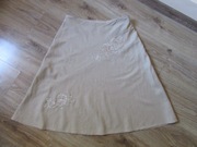 MARKS & SPENCER lekka letnia beżowa spódnica z haftami len i wiskoza_ XL