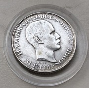 Norwegia 50 Ore 1918 r Król Haakon VII srebro 