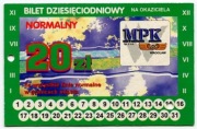 Bilet MPK Wrocław - maj , bilet 10-dniowy, 20 zł