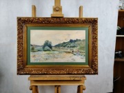 Obraz akwarela, pejzaż z polną drogą, Michał Pociecha 044