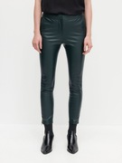 Reserved skóra skórzane spodnie butelkowe zielone imitacja motocyklowe boho