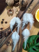 Kolczyki z piór rękodzieło złote koło