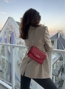 -40% Love Moschino torebka czerwona pikowana złoty łańcuszek Logo