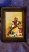 Stary śliczny obrazek mniatura bukiet
