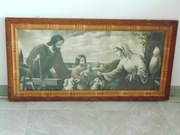 Obraz / obrazek Świętej Rodziny w drewnianej ramie pod szkłem 82 x 42 cm