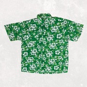 Koszula hawajska w kwiaty zielona/biała 100% Rayon 3XL (realnie mniejsza)