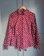 Bordowa koszula w białe serca 44/XXL plus size na wiosnę