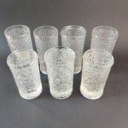 Zestaw 7 wazoników szklanych - lodowy grys - szkło prasowane