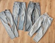 ZESTAW JEANSOW ZARA XS S WIDE LEG FITMOM SKINNY