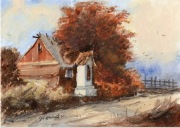 Akwarelka 21 x 30 cm Chatka wiejska   -   na tekturce 