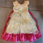 Sukienka dziewczęca ecru-fuksja