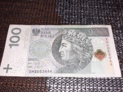 Banknot dla kolekcjonera 100 zł z nr 666