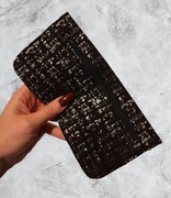 Saszetka Skórzana Marmurkowy Wzór Ręcznie Szyta Etui na Zamek Czarna