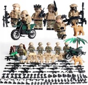 Zestaw Klocków Żołnierze działa ludziki Palma Wojsko Motorcykl Akcesoria