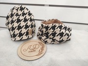 Komplet czapka komin damski bawełniany Pepitka beż 