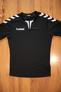 T-shirt Hummel r. S męski poliestrowy sportowy czarny kr rękaw