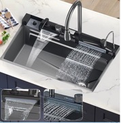 Zlewozmywak kuchenny ze stali nierdzewnej,duży,Rozmiar:75x45