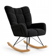 Fotel Bujany Clevich Czarny Relaksacyjny Uszak z Kieszenią Tapicerowany